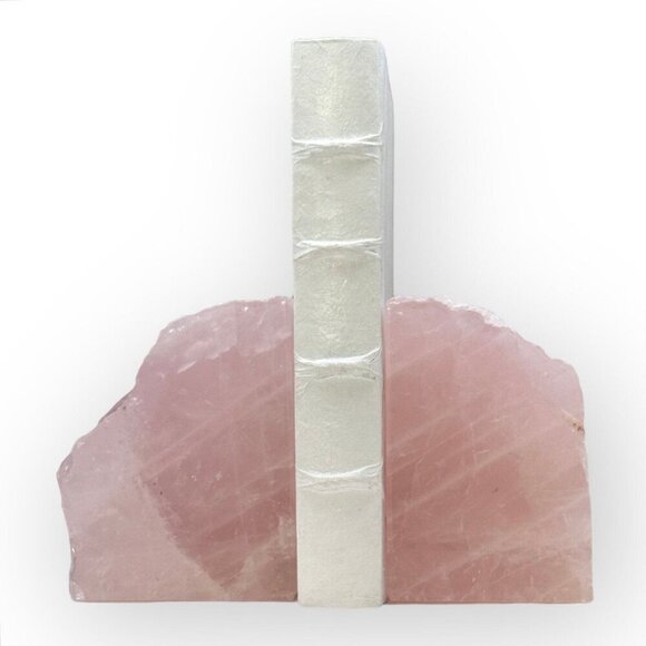 Natural Crystal Bookends Rose Quartz Stone Pink Book Ends Unique Home Decor (BD) - Picture 6 of 10